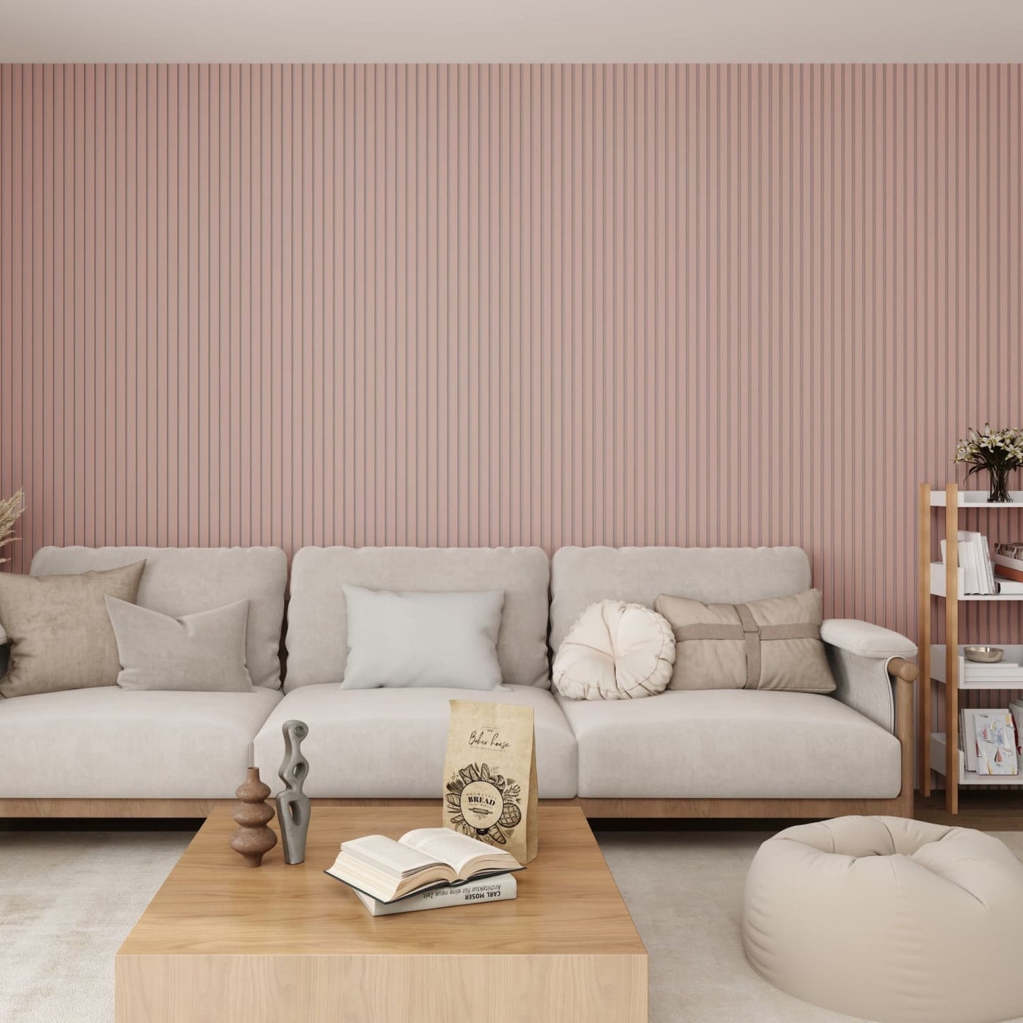 Acoustic Wall Panels in Dusky Pink with White Backing-4