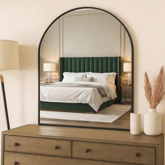 Akiko - Black Metal Arched Mirror - 120cm x 95cm-0