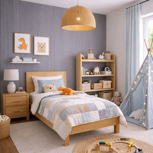 Large Fluted Wall Panels in Purple Heather - 240cm x 60cm-0