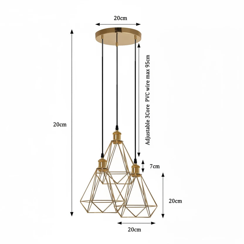 LEDSone Industrial Ceiling Pendant Light Metal Cage E27 LED Hanging Retro Lamp~5764-2