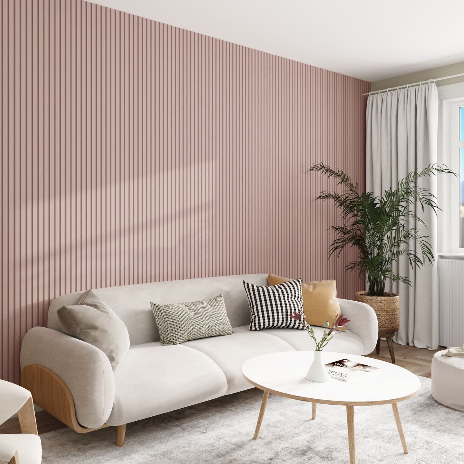 Acoustic Wall Panels in Dusky Pink with White Backing-2