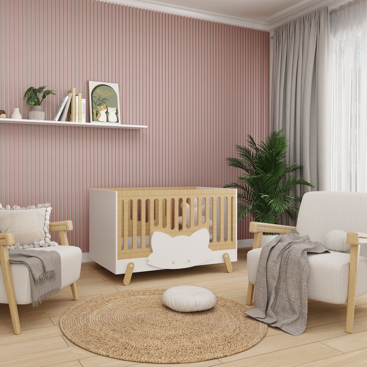 Acoustic Wall Panels in Dusky Pink with White Backing-1