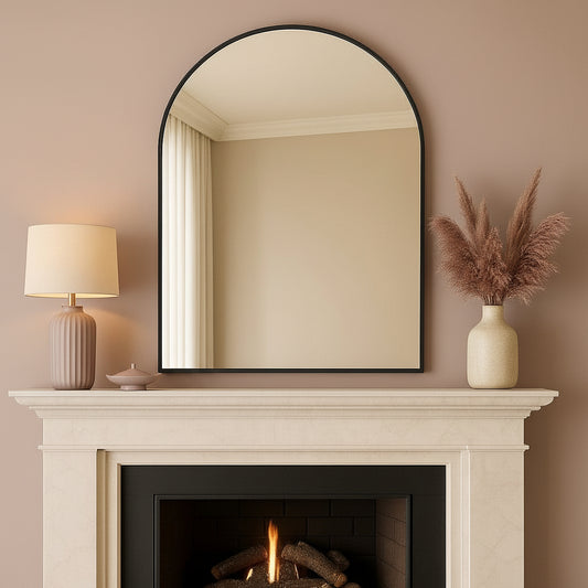 Akiko - Black Metal Arched Mirror - 120cm x 95cm-1