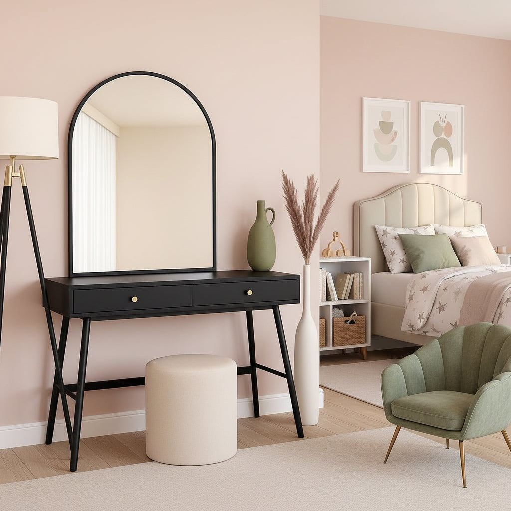 Akiko - Black Metal Arched Mirror - 120cm x 95cm-3