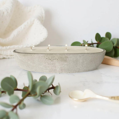 Multi Wick Concrete Oval Loaf Bowl Candle-1