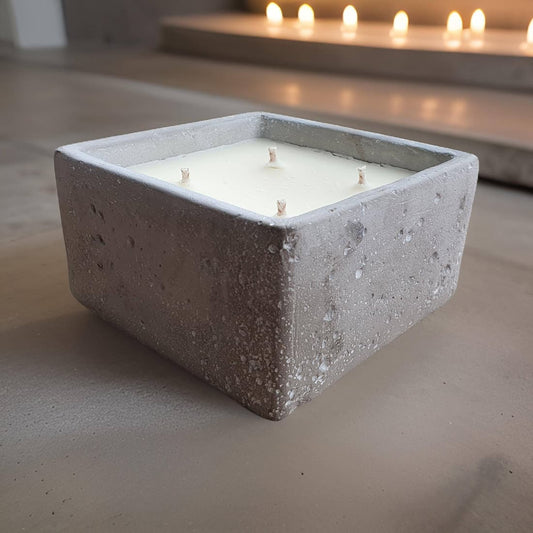 Concrete Square 4-Wick Candle-0