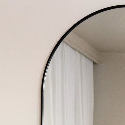 Black Metal Oval Mirror
