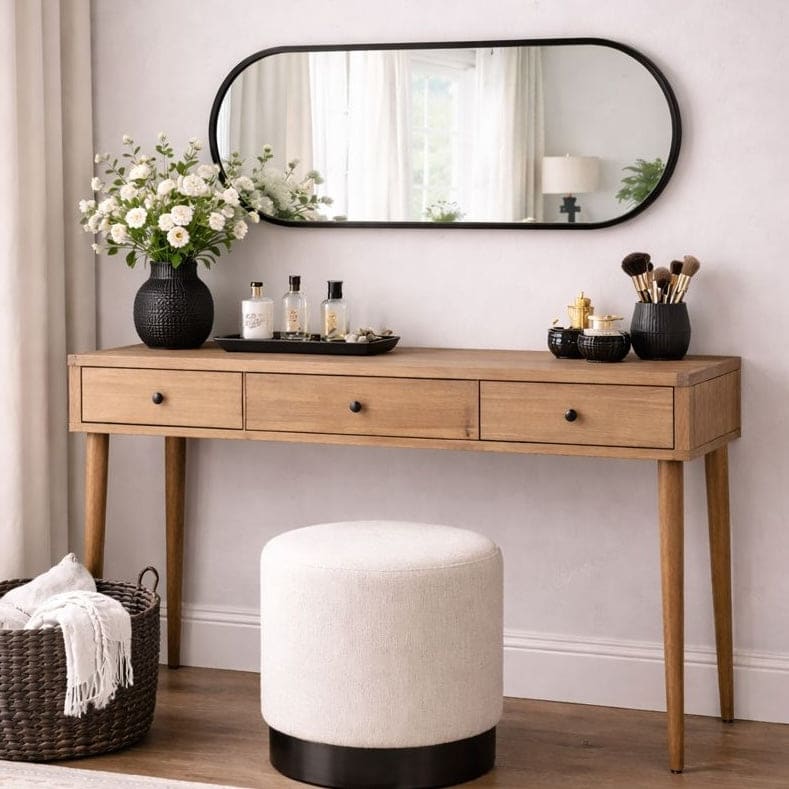 Black Metal Oval Mirror