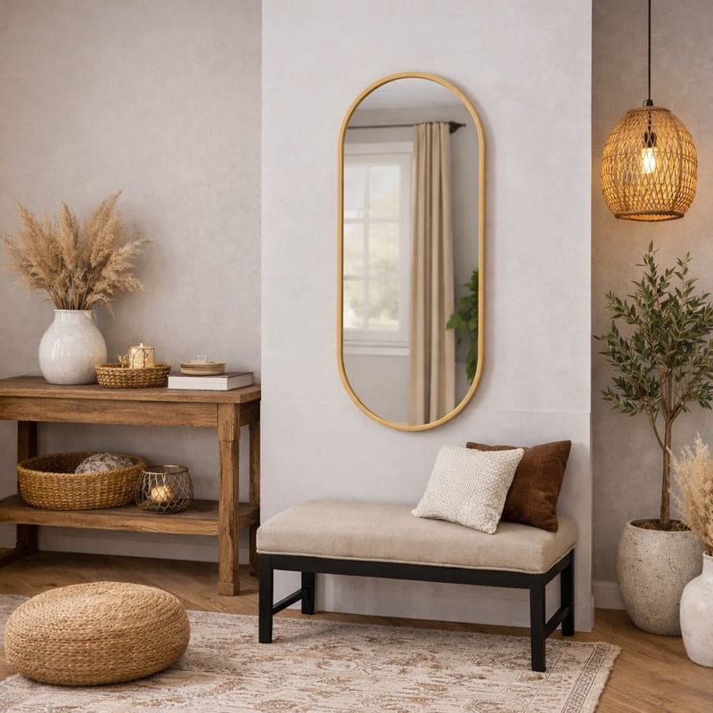 Gold Metal Oval Mirror
