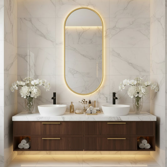 Gold Metal Oval Mirror