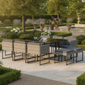 11 Piece Garden Dining Set with Cushions Poly Rattan Grey