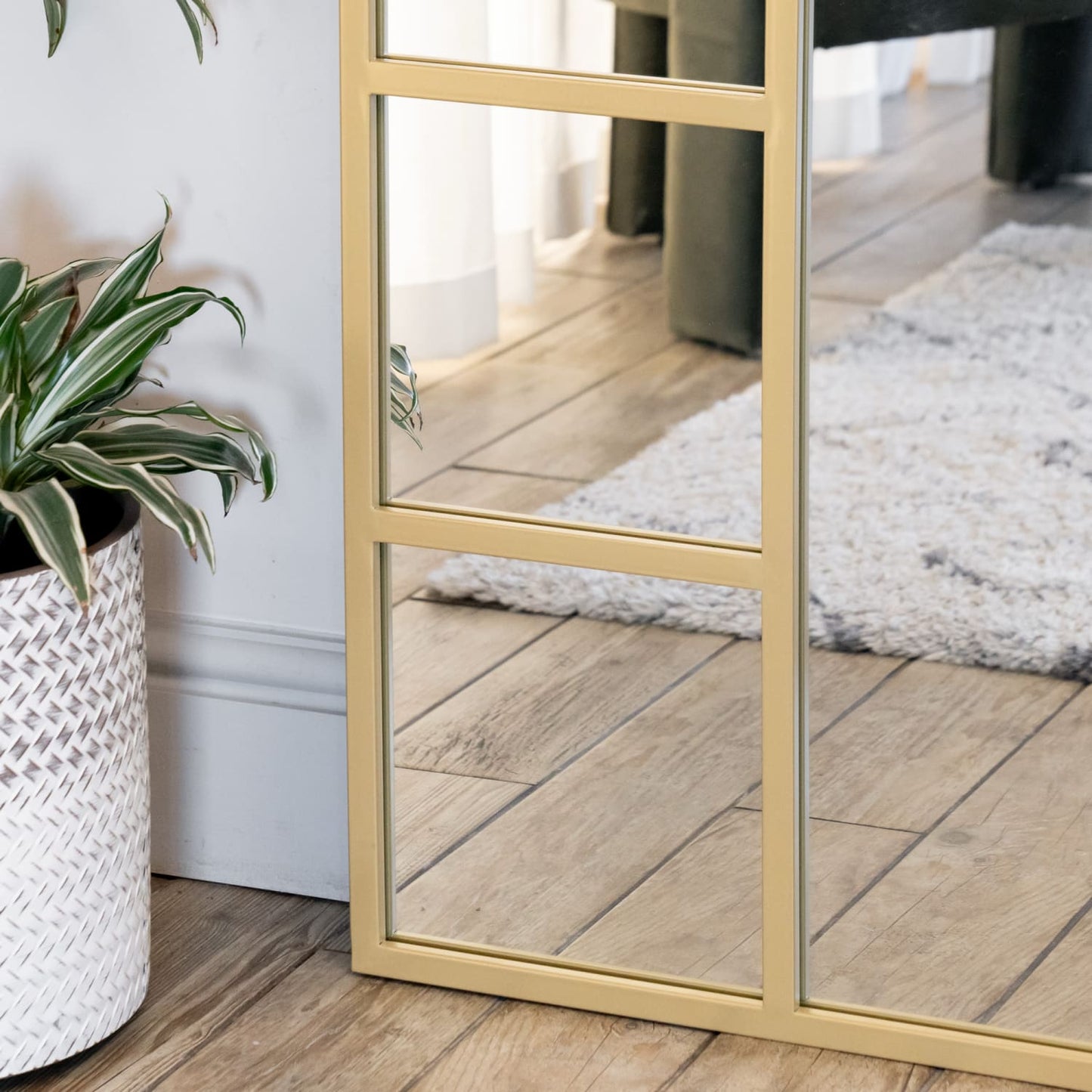 Full Length Gold Metal Arched Mirror