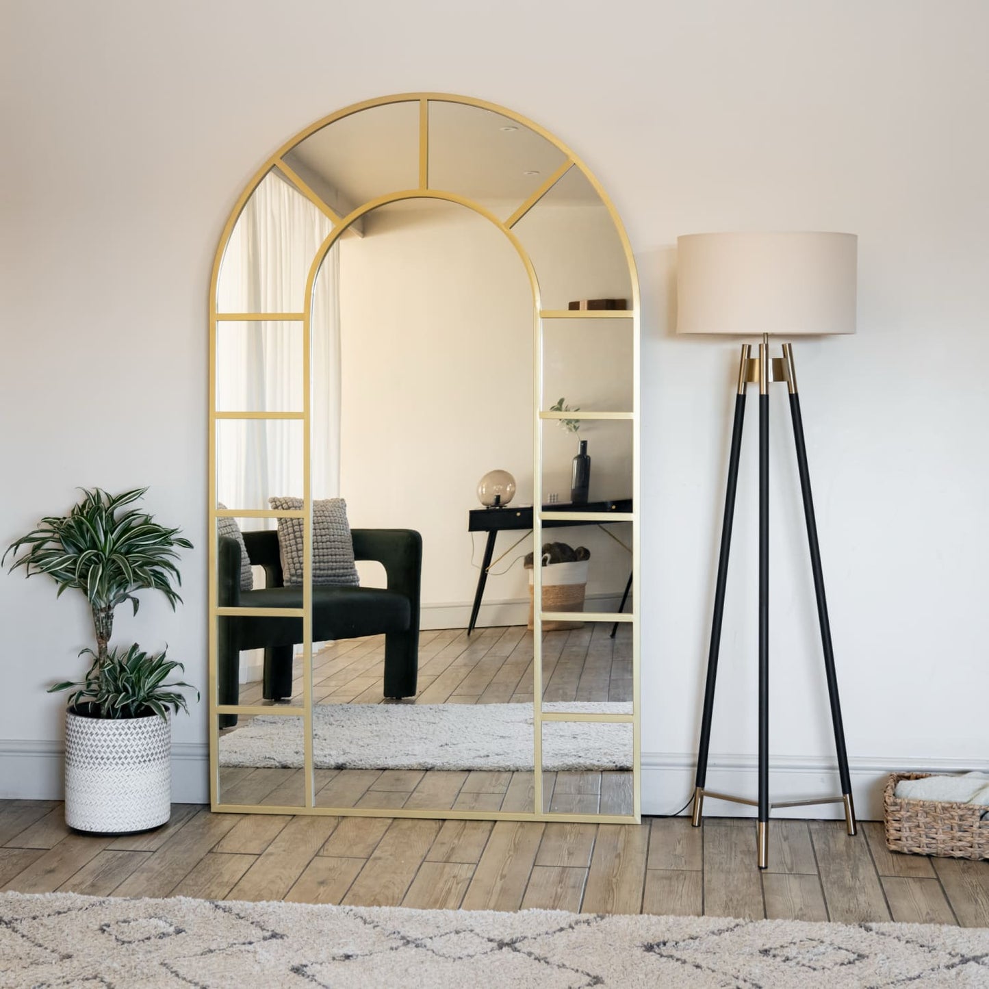 Full Length Gold Metal Arched Mirror