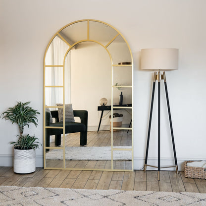 Full Length Gold Metal Arched Mirror