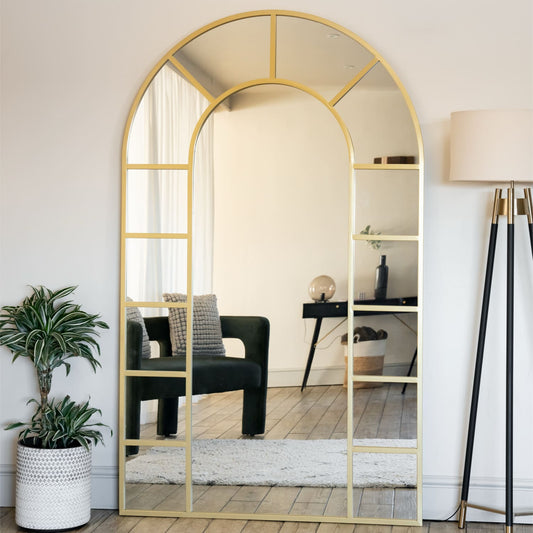 Full Length Gold Metal Arched Mirror