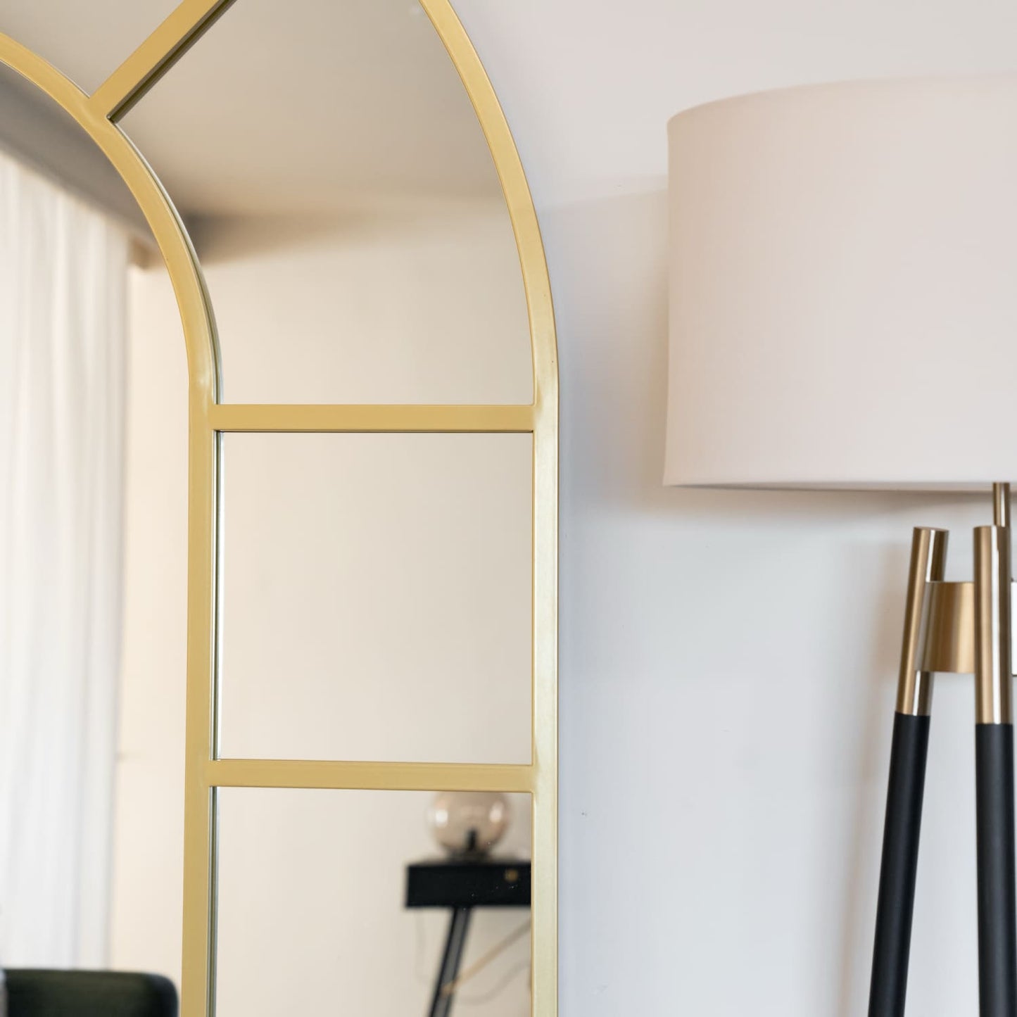 Full Length Gold Metal Arched Mirror