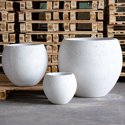 Orbello | White Mist – 70cm Extra Large Concrete Sphere Planter – 207L Round Plant Pot-4