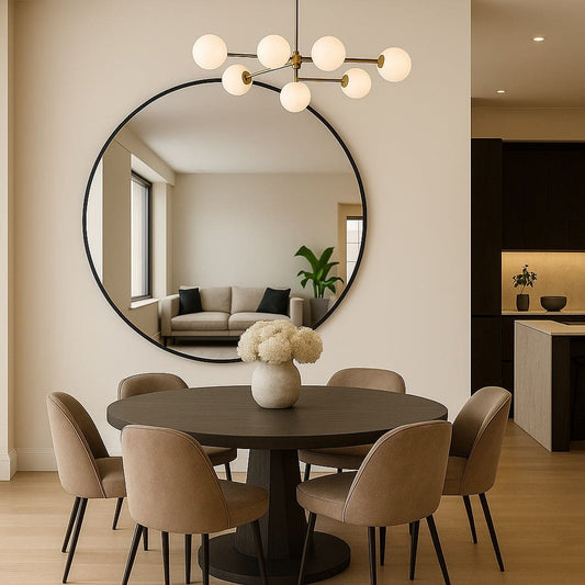 XL Round Black Metal Circle Mirror