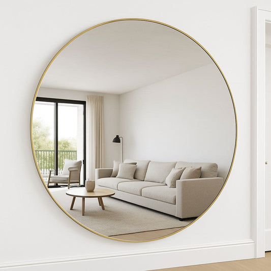 XXL Gold Metal Circle Mirror