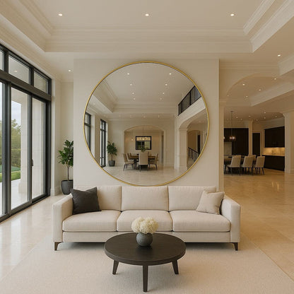 XXL Gold Metal Circle Mirror