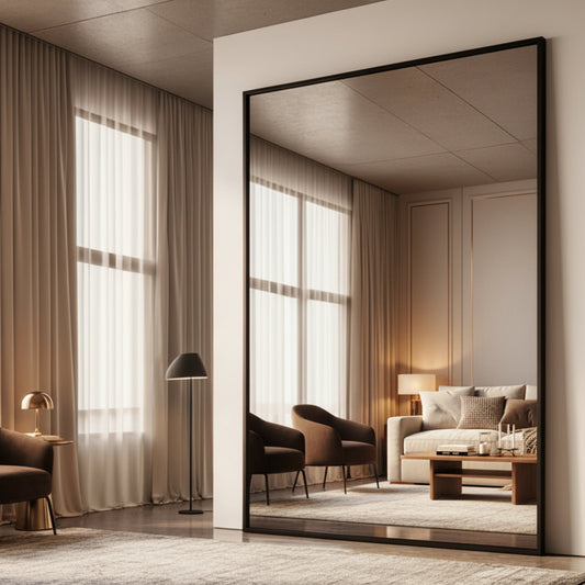 Takara - Full Length Leaner Black Metal Rectangle Mirror